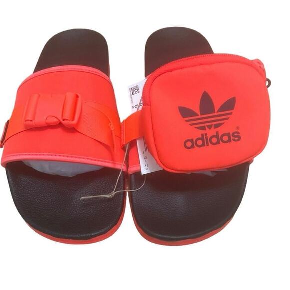 ADIDAS NWB Pouchylette Solar Red Slide Sandals Size 11 - Picture 1 of 9